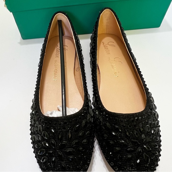 NEW! Womens‎ Lauren Lorraine Becky Black Jeweled Slip on Ballet Flats Size 5.5 main image 5